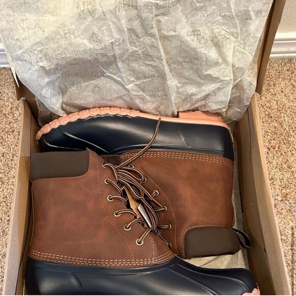 NWT Size 13 Mens Weatherproof Mens Adam Leather Round Toe Mid-Calf Duck Shoes - Picture 6 of 9